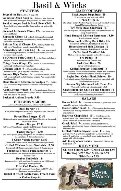 basil and wicks menu